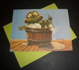 Suzys Zoo Card 1970s Bathing Frog Blank Inside Suzy Spafford  