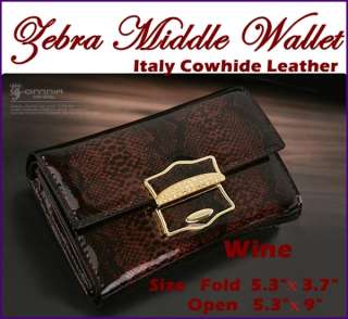   Wallets Trifold Wallet Card Case Italy Leather Clutch Wallet Zebra