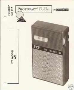 ITT Model 631 Transistor AM Radio Photofact 1963  