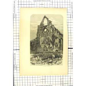    Antique Print West Front Tintern Abbey Architecture