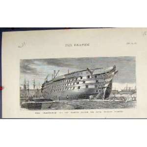  Hms Marlborough College Naval Engineer Old Print 1877 