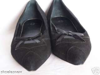 Joey O shoes low HEEL PUMPs black suede bow 9  