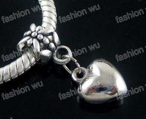 Lot 100 Pcs Loving Heart Beads Fit Charm Bracelet 1  