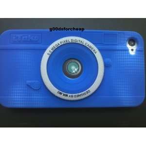  Camera Silicone iTake Case for iPhone 4S 4 Blue Color HIGH 