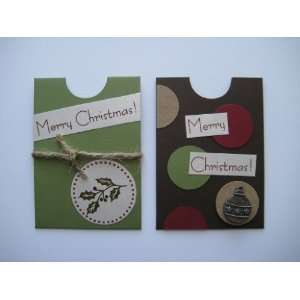 Handmade Holiday Gift Card Holder Enclosure   Set of 2   Holly Berry 