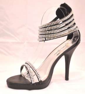 Marichi Mani JOCELYN Black Ankle Strap Prom Sandal Sz 6  