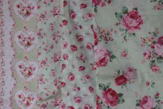 Princess Rose Cotton Fabric Lecien 30279 60 Light Green Large Roses 