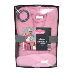 Luxury Micro Fleece Bathrobe & Slipper Sets  (Pink) (BAC106934 