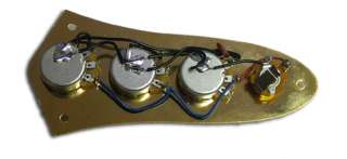 Jazz Bass Plate Pre Wired, 250k Pots, Knobs, Gold  