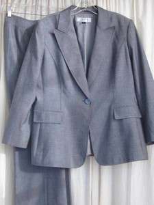 TAHARI ARTHUR S. LEVINE light charcoal gray 1 button pant suit size 16 
