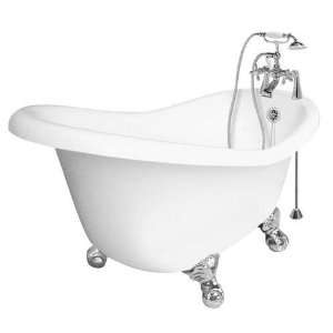 American Bath Factory T020D LSN Satin Nickel Marilyn Bathtub in White