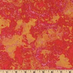   Wide Zinnias Textural Orange Fabric By The Yard Arts, Crafts & Sewing