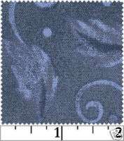 QUILT BACK cotton fabric BLUE GRAY LEAFY SCROLL 108  