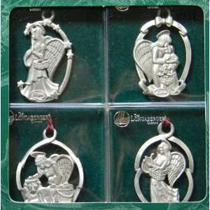  Longaberger Pewter Angel Ornaments Set of 4 1998 