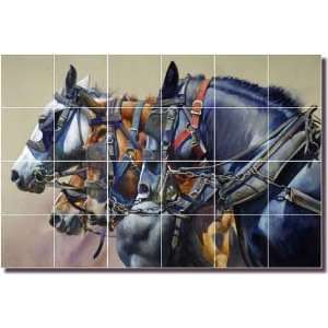   Tile Mural Backsplash 25.5 x 17   Four Horsepower by John Fawcett