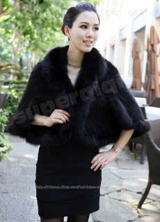   are bidding on a Knitted Mink Fur with Fox Collar Cape . Brand NEW
