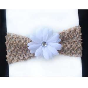   Baby Headband With A Little White Daisy Flower
