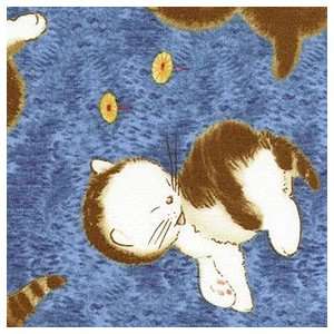  The Shy Little Kitten Blush Blue Playful Kitten Fabric 