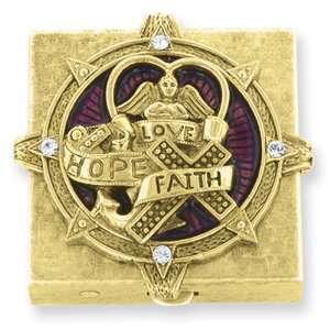 Gold tone Faith, Hope & Love Small Pill Box Jewelry
