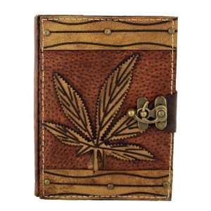   Leaf on a Brown Handmade Leather Bound Journal SO191