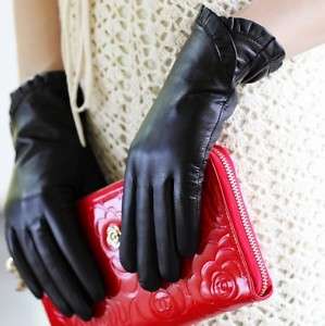 Womens GENUINE LAMBSKIN soft leather WINTER WARM gloves  