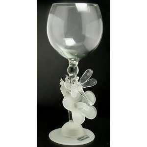 Hand Blown Dragonfly Light Up Wine Glass by Yurana Designs   WL102