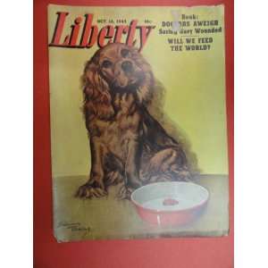 com Liberty Magazine October 16,1943 (Cover Only) Dog Sitting By Bowl 