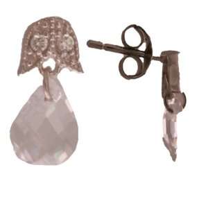   Rhodium Overlay Hanging Pear Shaped Earrings Kaylah Designs Jewelry