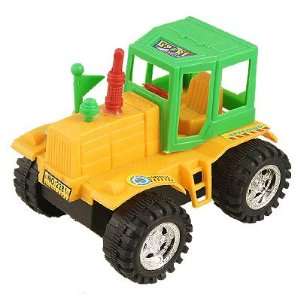 Kids Children Yellow Green Plastic Farmer Car Wind Up Clockwork Auto 
