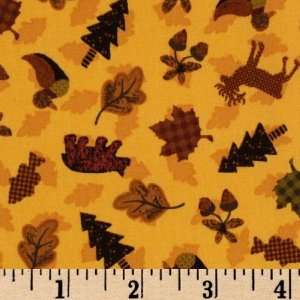 44 Wide Lake Of The Woods Fall Motifs Honey Mustard Fabric By The 