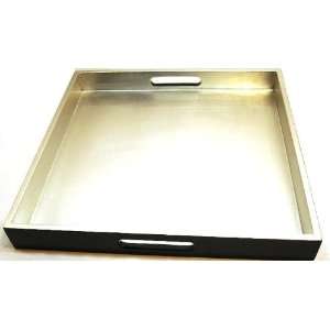  Inch Silver Leaf & Black Lacquer Square Serving Tray