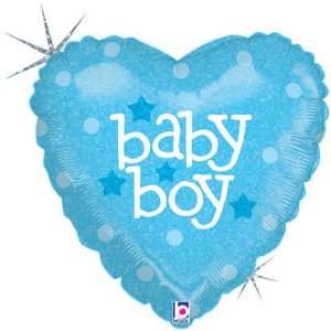  Blue Baby Boy 18 Mylar Balloon in Heart Shape Toys 