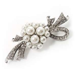  Snow White Pearl Style Bow Brooch Jewelry