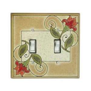  Jacobean Flowers Ceramic Switch Plate / 2 Toggle