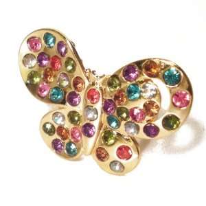 Rainbow Rhinestone Butterfly Ring Jewelry