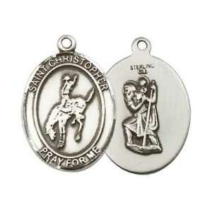 St. Christopher Rodeo Large Sterling Silver Medal