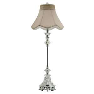 Shiny Silver Buffet Lamp With Faceted Clear Glass Accents Glass (Pack 