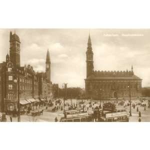   Vintage Postcard City Hall and Raadhuspladsen   Copenhagen Denmark