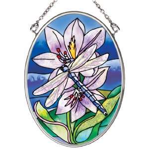 Amia 6438 Hand Painted Glass Suncatcher with Dragonfly Design, 3 1/4 