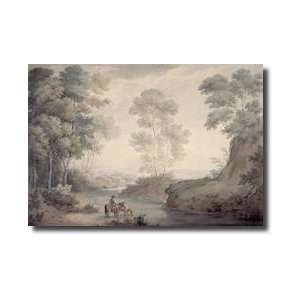   Landscape With River And Horses Watering Giclee Print