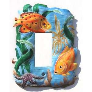  Painted Metal Tropical Fish Electrical Switchplate   5 1/4 