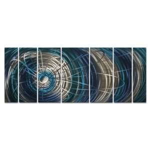 Blue Electric Expansion Abstract painting on metal wall art by artist 