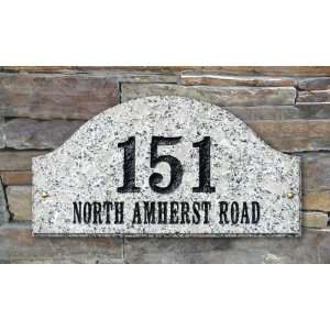   White Granite solid granite plaque w/Engraved Numbers