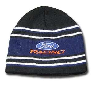   KNIT HAT CAP FORD BLUE OVAL RACING NASCAR STRIPE