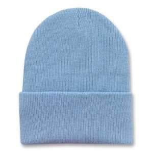  LIGHT BLUE LONG BEANIE SKI CAP CAPS HAT HATS CUFFED 