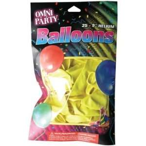  Omni Party Balloons 9 Helium Yellow (25 Count) (6 Pack 