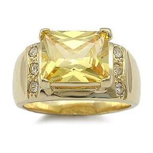    14k Gold Plated Solitaire Yellow Radiant Cut CZ Ring Jewelry