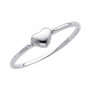  14K White Gold Heart Ladies Promise Ring Band   Size 4 