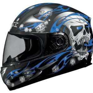 AFX FX 90 Helmet , Color Black/Blue, Size XL, Style Skull XF0101 