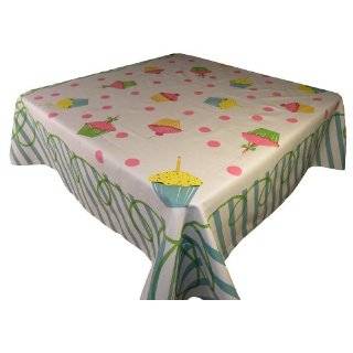   Bread Happy Birthday Tablecloth   Polka Dots and Cupcakes in Blue